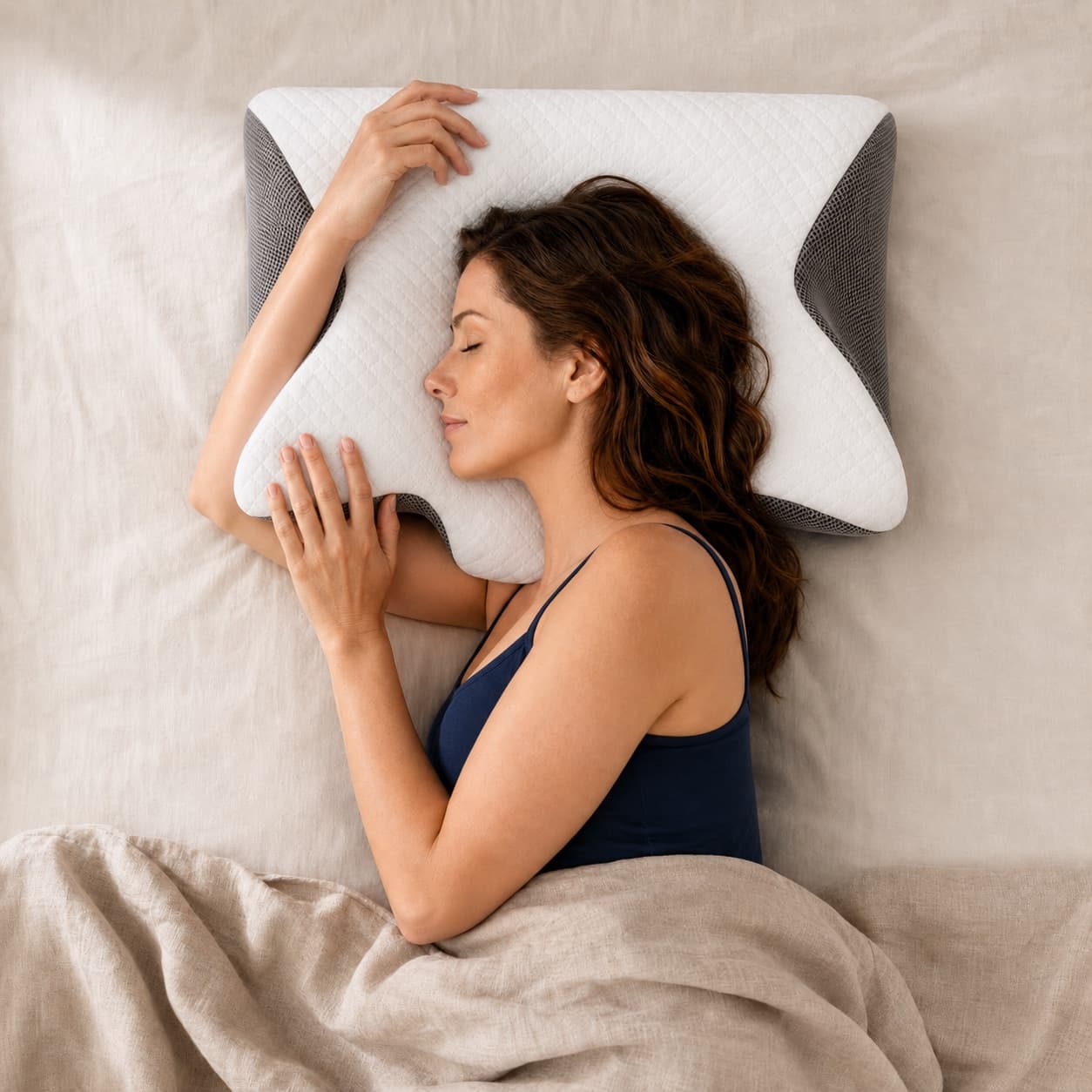 Dormeuse sur l'oreiller Nuage, sur le côté